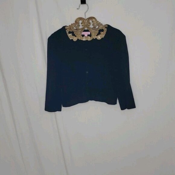 Lilly Pulitzer Other - Lilly Pulitzer Preppy Lightweight Cardigan Youth Large Blk Button Front Minimal